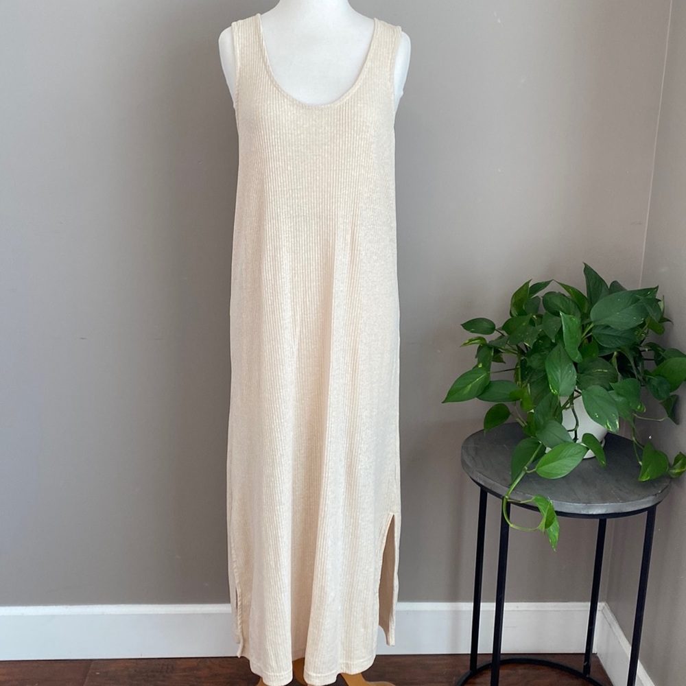 Old Navy Cream-Oatmeal Color Rib Maxi Dress Medium